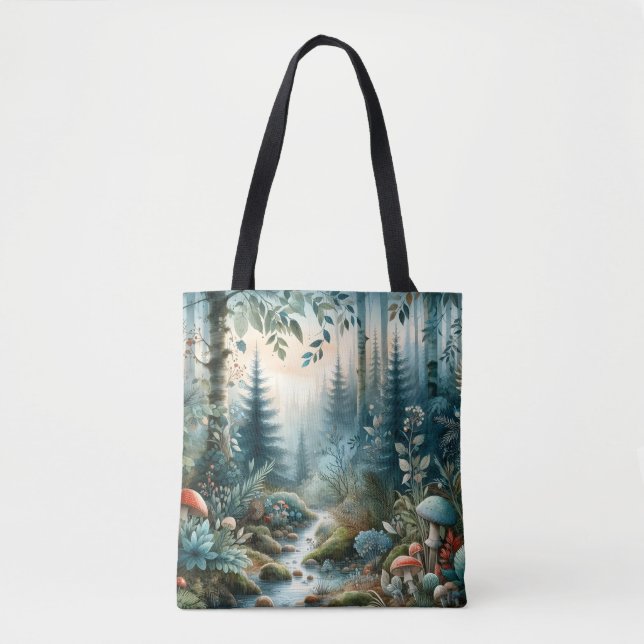 Bolso De Tela Mushroom Hollow Nature Forest Creek (Anverso)