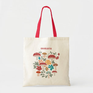 Bolso De Tela Mushrooms & Floral Media Century Patrón moderno