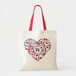 Bolso De Tela Music Notes Clefs Musical Love Heart Monogram