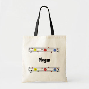 Bolso De Tela Music Notes Custom Name Tote Bag