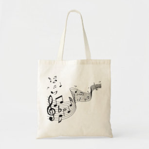 Bolso De Tela Music Notes on White
