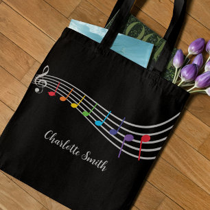 Bolso De Tela Music Teacher Custom Name Music Notes
