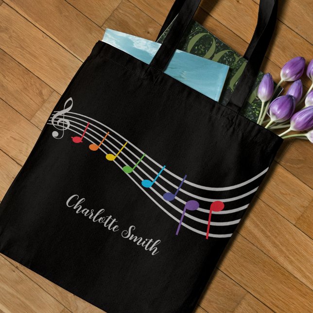 Bolso De Tela Music Teacher Custom Name Music Notes (Subido por el creador)