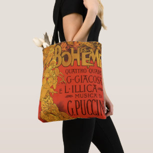 Bolso De Tela Música Art Nouveau vintage, Ópera La Boheme, 1896