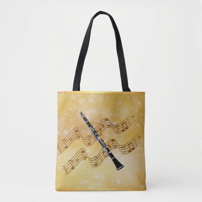 Bolso De Tela Música clarinete, diseño popular, (Anverso)