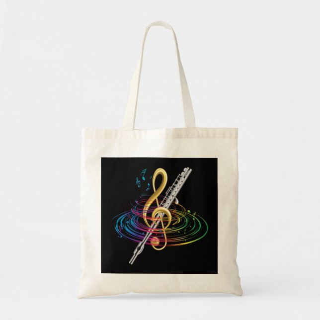 Bolso De Tela Música clásica Treble Clef Flutist Gift Flute Pul (Frente)