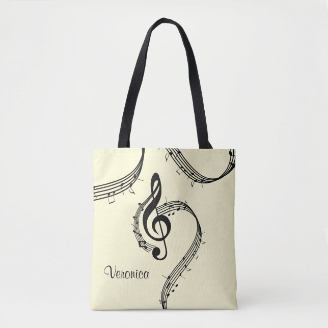 Bolso De Tela Música Climactic G Clef Amarillo (Anverso)