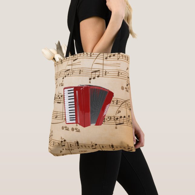 Bolso De Tela Música de acordeón, diseño popular, (Detalle)