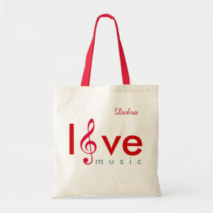 Bolso De Tela música de amor treble clef personalizado