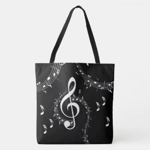 Bolso De Tela Música de Clave de Sol Climática Negra