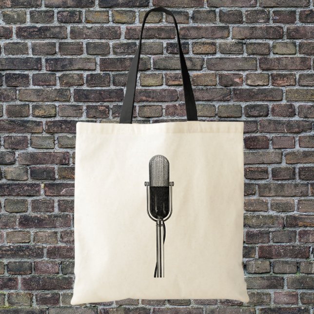 Bolso De Tela Música de época, micrófono retro de moda antiguo (Subido por el creador)