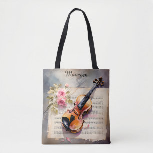 Bolso De Tela Música de violín y flor