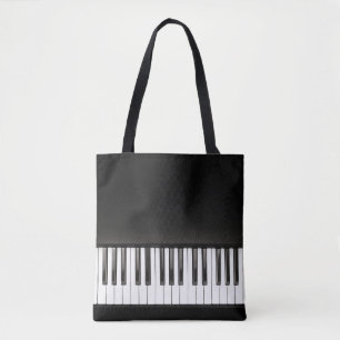 Bolso De Tela Música del piano blanco y negro