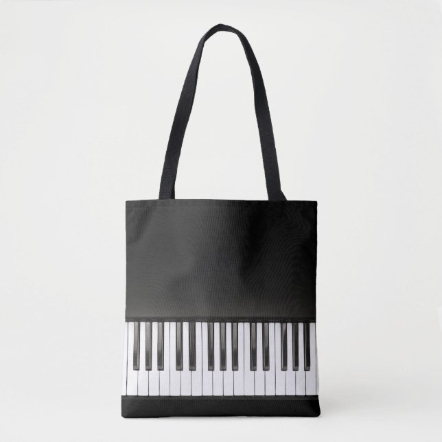 Bolso De Tela Música del piano blanco y negro (Anverso)