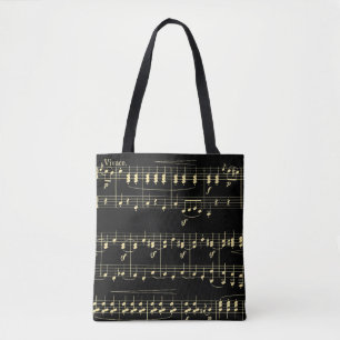 Bolso De Tela Música dorada en negro