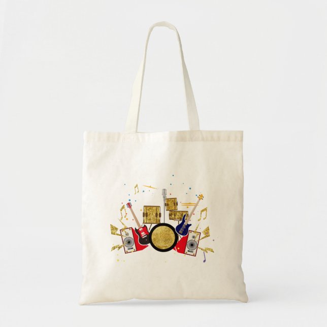 Bolso De Tela música fiesta guitarra drum set musical (Frente)