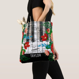 Bolso De Tela música floral boho nombre personalizado