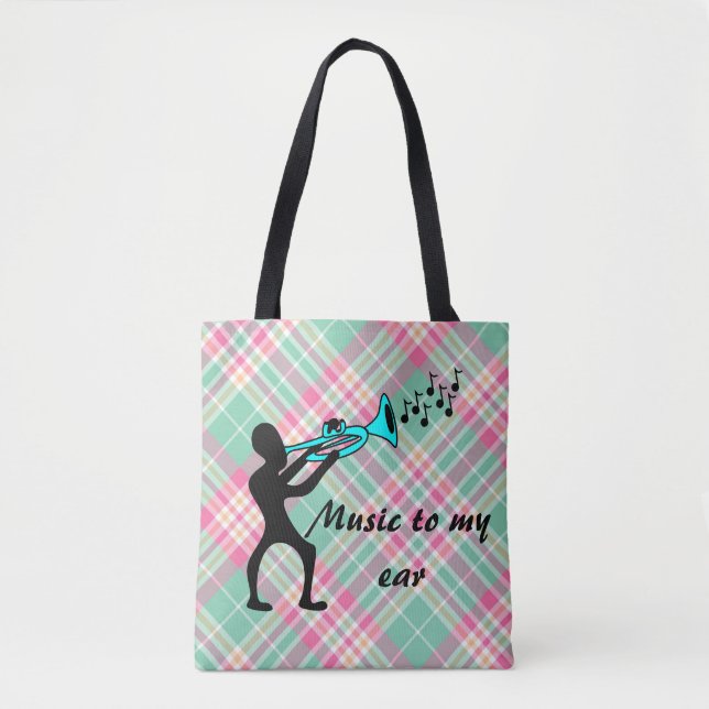 Bolso De Tela Música mashup Música a mis oídos tote rosa y verde (Anverso)