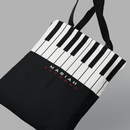 Bolso De Tela Música moderna de piano en tote con el nombre
