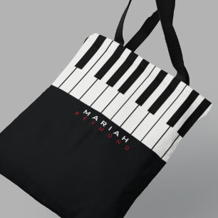 Bolso De Tela Música moderna de piano en tote con el nombre