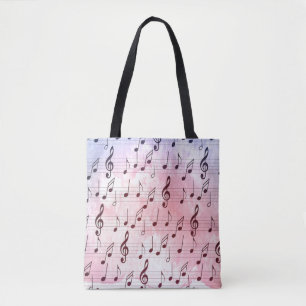 Bolso De Tela Música morada y rosa nota musical temblorosa músic
