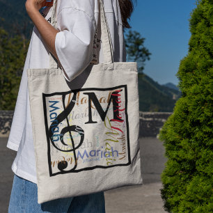Bolso De Tela Música. nota musical. trébol de su nombre