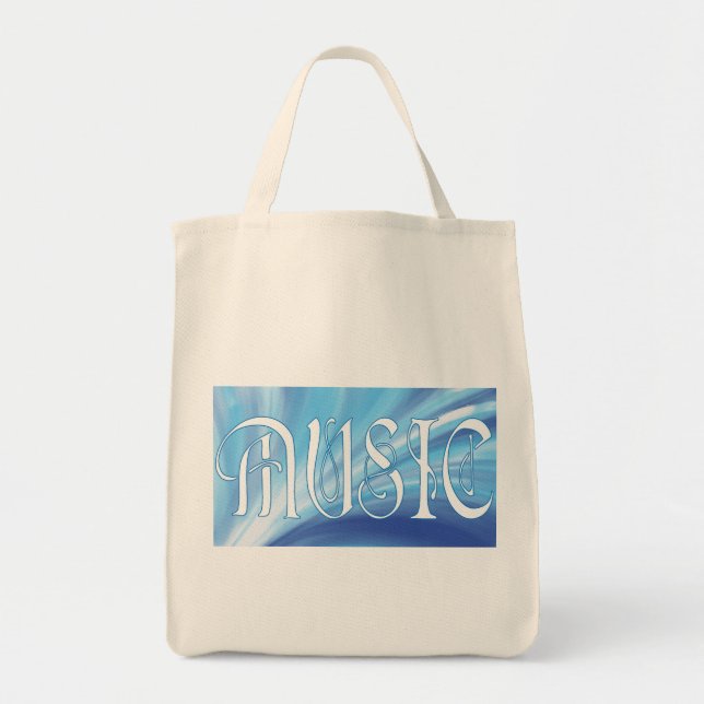 Bolso De Tela MÚSICA personalizada con tote de remolino azul (Frente)