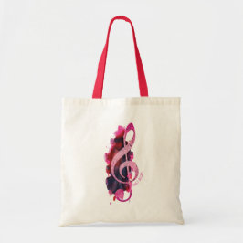 Bolso De Tela Música personalizada de Bonito Rosa Treble Clef