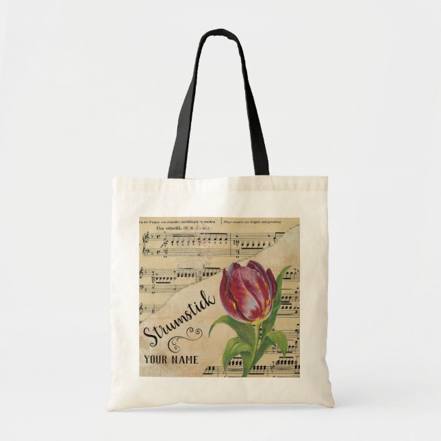 Bolso De Tela Música personalizada de hoja de cálculo de tulipán (Frente)