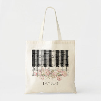 Bolso De Tela música piano peonías rosadas nombre