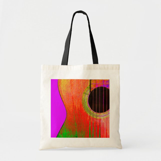 Bolso De Tela Música Purple y Red Abstract Guitar (Frente)