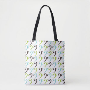 Bolso De Tela Música Tema Bass Clef Blue Green Pattering