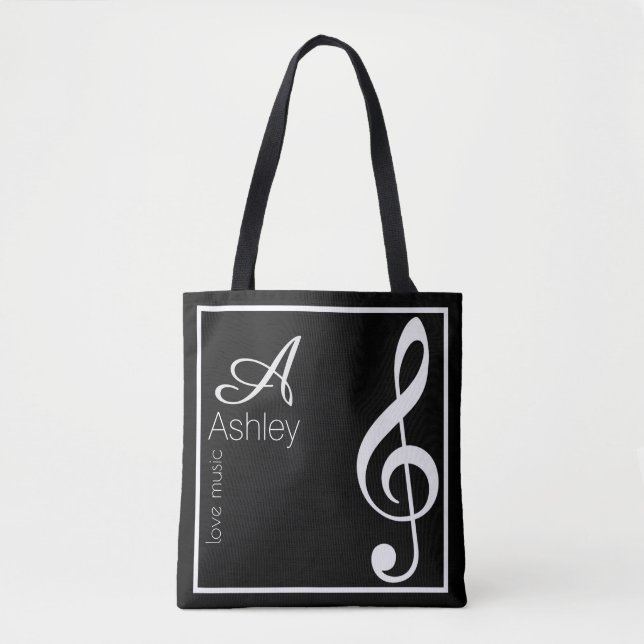 Bolso De Tela música trinitosa de clef negro (Anverso)