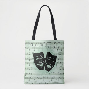 Bolso De Tela Música verde y máscaras griegas de teatro