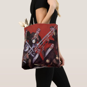 Bolso De Tela Música vintage, banda de jazz musical Art Deco imp