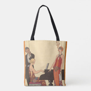 Bolso De Tela Música vintage, cantante de música Art Deco pianis