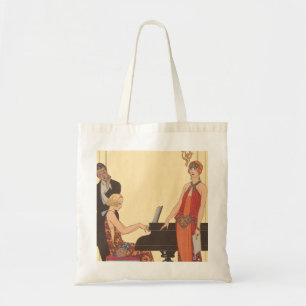 Bolso De Tela Música vintage, cantante de música Art Deco pianis