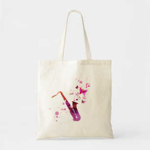 Bolso De Tela Música y mariposas lindas saxofónicas