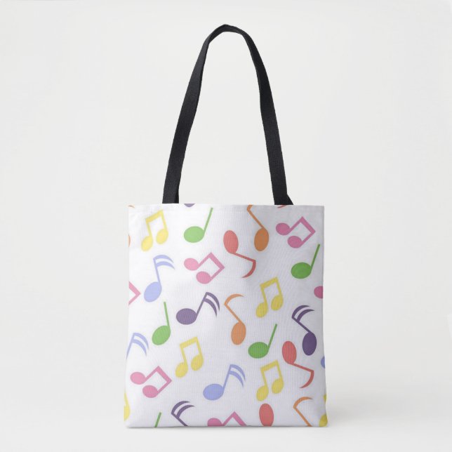 Bolso De Tela musical colorido con notas musicales (Anverso)