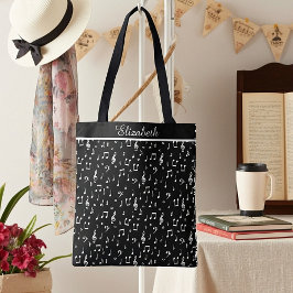 Bolso De Tela Musical personalizado en blanco y negro
