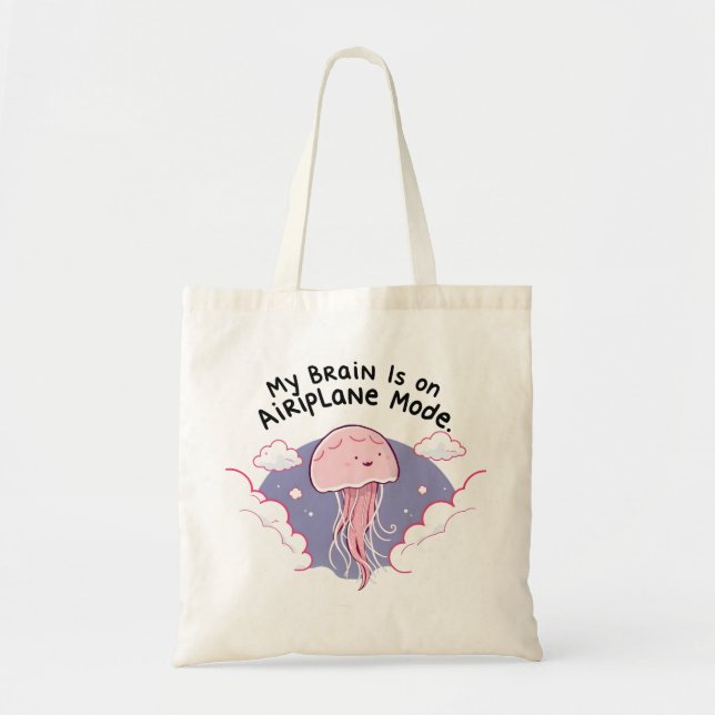 Bolso De Tela My Brain Airplane Mode Funny Jellyfish Brain Fog  (Frente)