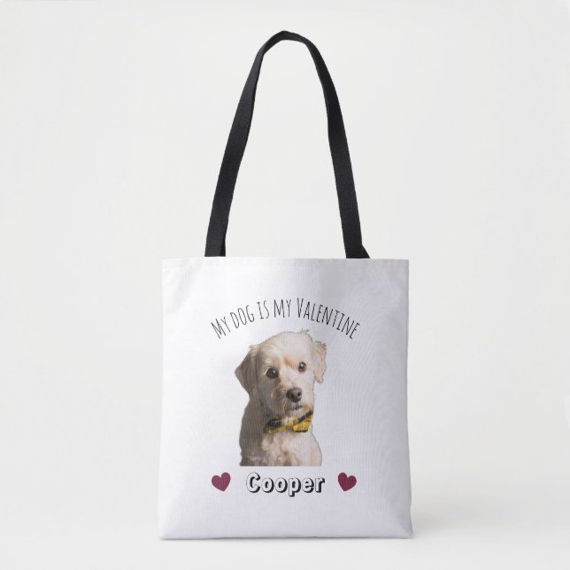 Bolso De Tela My Dog Is My Valentine – Personalized Pet  (Anverso)