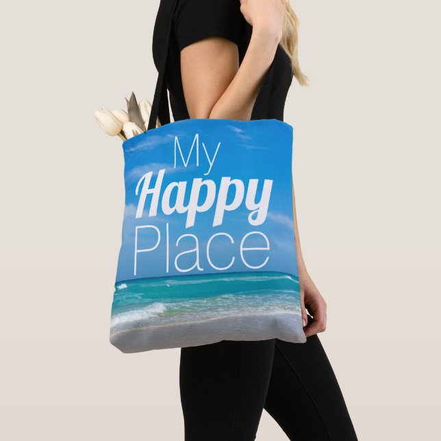 Bolso De Tela My Happy Place Beautiful Beach (Detalle)