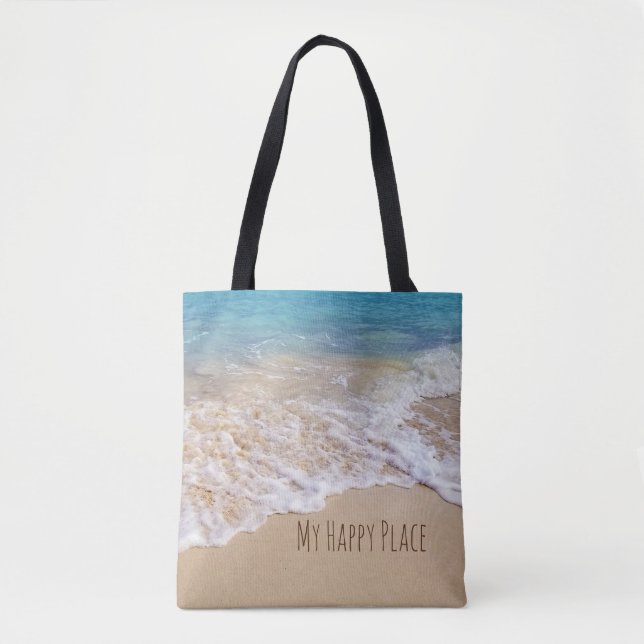 Bolso De Tela My Happy Place-turquesa océano y playa (Anverso)