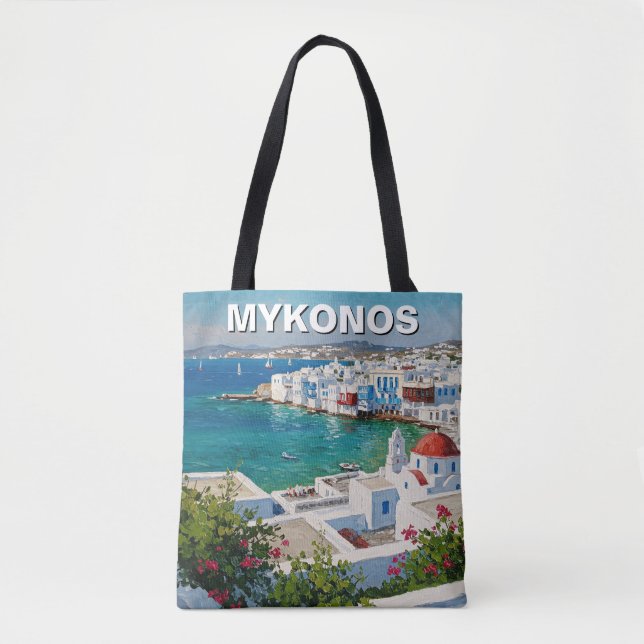 Bolso De Tela Mykonos Grecia Islas griegas Pequeña Venecia (Anverso)