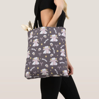 Bolso De Tela Mystic Aries Zodiac Night Bunny and Ram