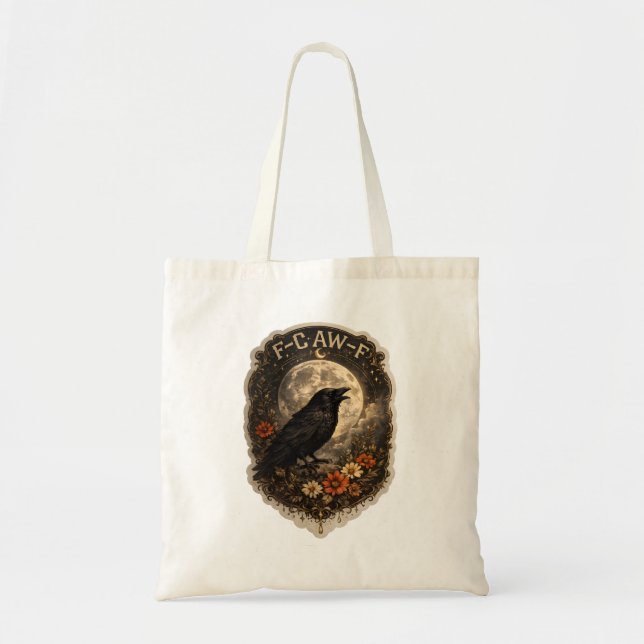 Bolso De Tela Mystic Raven Under Moon Dark Celestial Aesthetic (Frente)