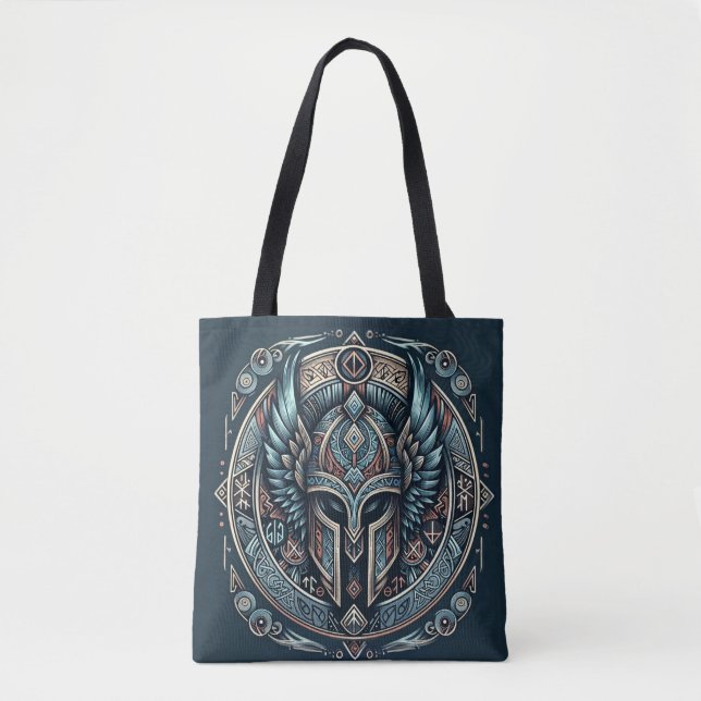 Bolso De Tela Mystic Viking Rune Helmet (Anverso)