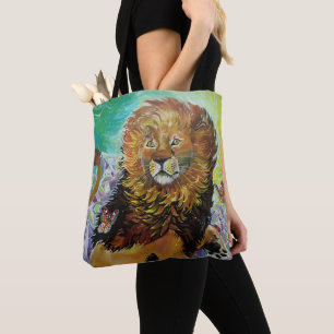 Bolso De Tela Mystical Crystal Lion Pintando "Nuevos mundos"