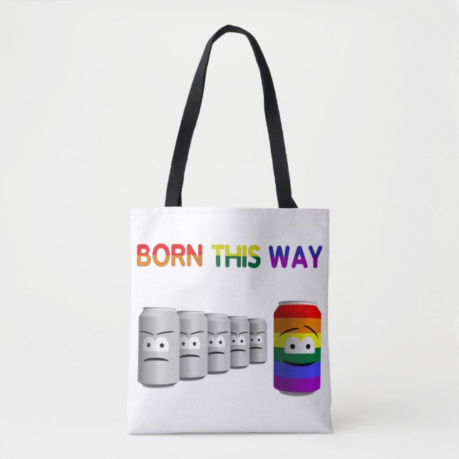 Bolso De Tela Nacido de esta manera LGBT Rainbow Stripe (Anverso)